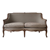 Ensemble salon classique : canapé 2/3 places en tissu bois foncé