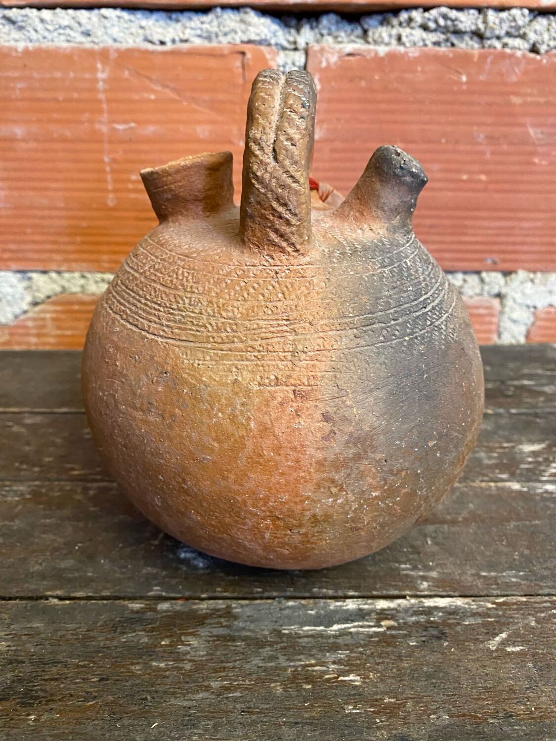 Gargoulette Jug Ball Antique Terracotta Chiseled Vintage #D616