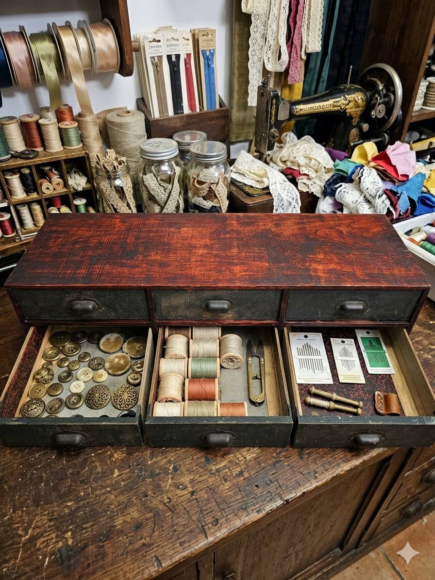 Antique workshop drawer unit from the 1920s.