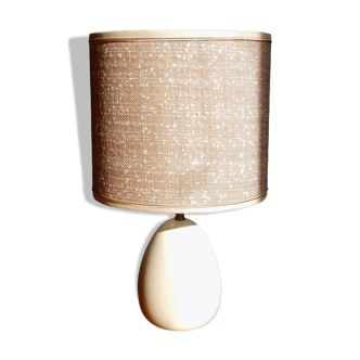 Table lamp in wool tweed and foot in cream color wood