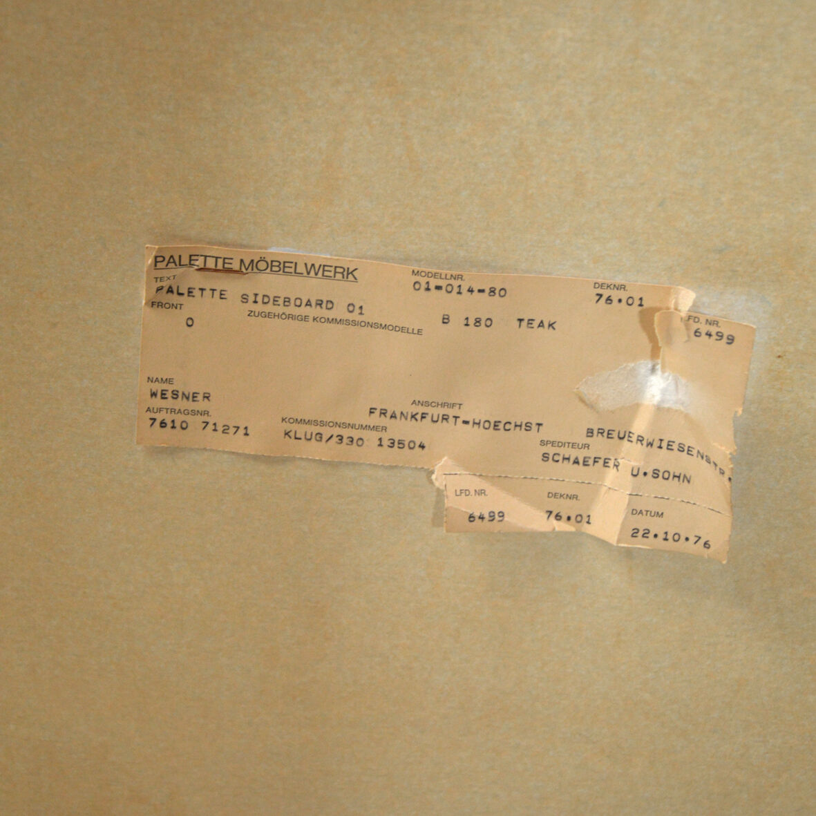 Veneer teak sideboard, 1976