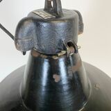 Industrial black enamel pendant lamp with cast iron top, 1970s