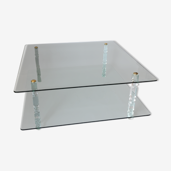 Two-tier lucite and glass coffee table 1970s modernist vintage mid-century
