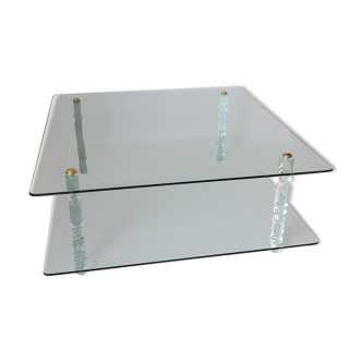 Two-tier lucite and glass coffee table 1970s modernist vintage mid-century