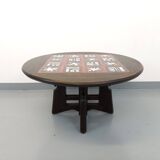 Table basse ronde modulable Guillerme et Chambron en chêne massif céramique