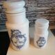 Set of 2 pot opaline coffee ground apothecary style 1970