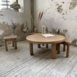 Circular elm coffee table from the 1950s