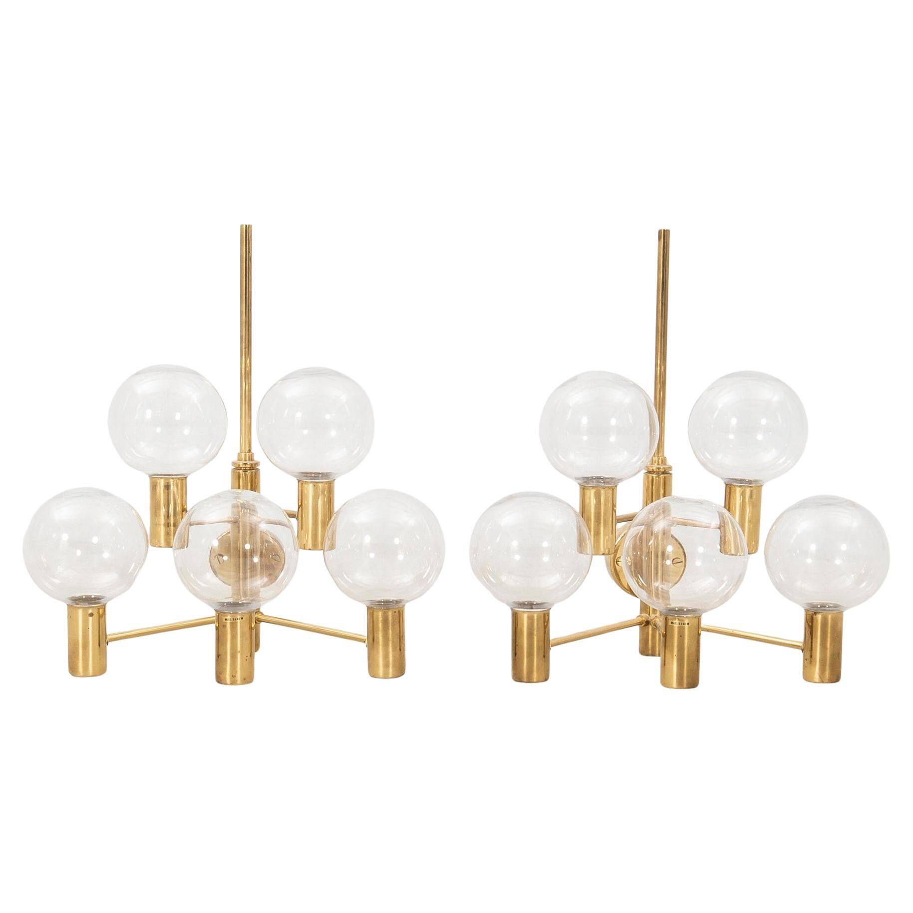 Hans-Agne Jakobsson Clear Glass and Brass Wall Lights, a pair, Sweden 1960