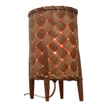 Mid-century Swedish wood veneer table lamp from Vamhus, 1960s.