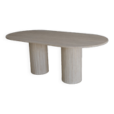 Olya oblong dining table 150x90 in natural travertine