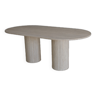 Olya oblong dining table 150x90 in natural travertine