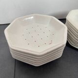 Set of 10 dinner plates and 6 Tiffany hexagonal soup plates