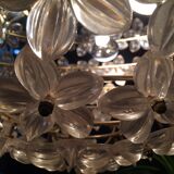 Vintage floral ball hanging lamp, 3 lights 60s