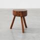 Rustic Oak Tripod Stool with Chunky Round Wooden Seat, France, circa 1920