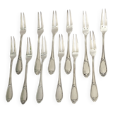 ERCUIS - 12 shellfish forks snail shell model silver metal
