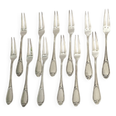 ERCUIS - 12 fourchettes à crustacés escargot modèle coquille métal argenté