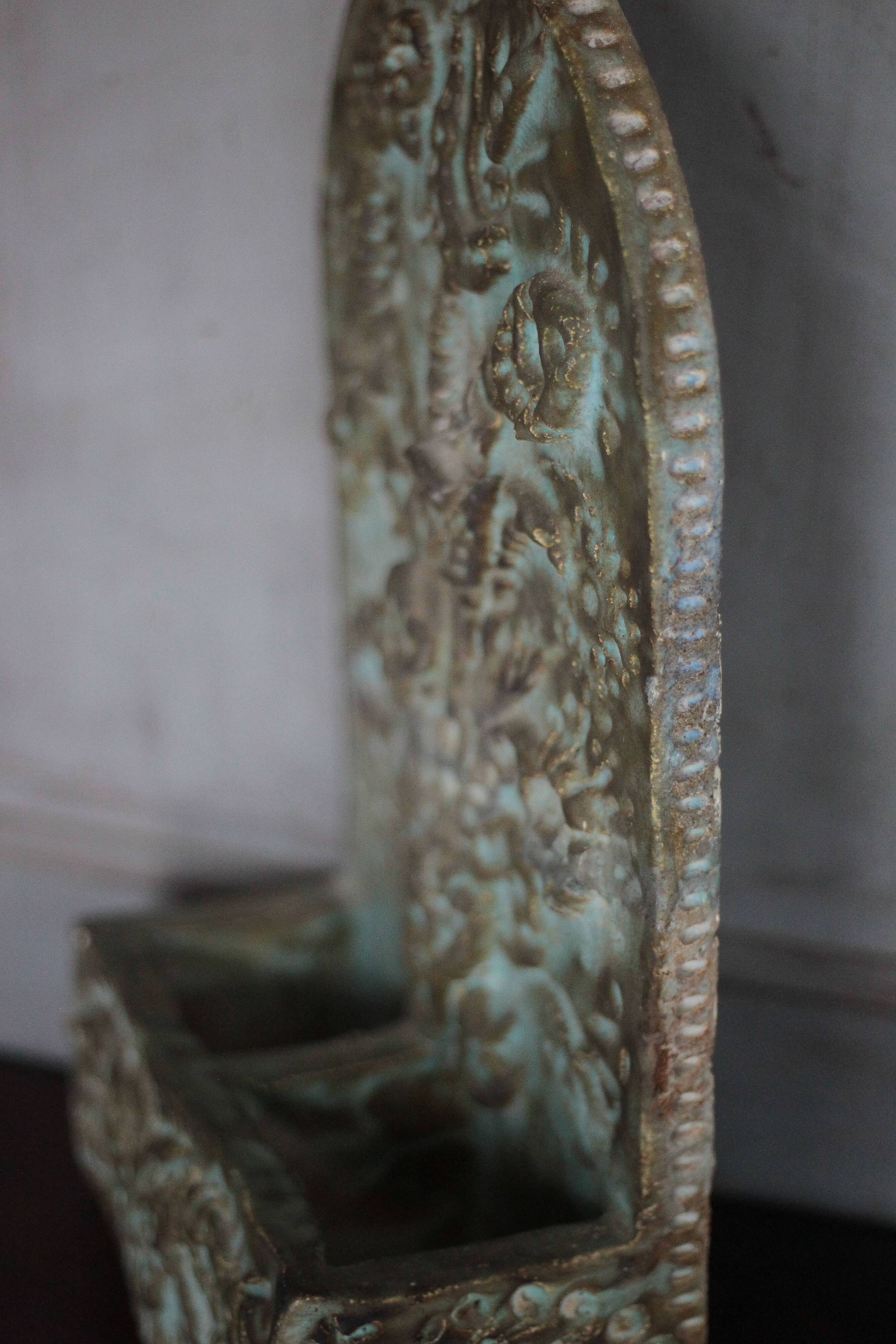 Pair of signed ceramic wall planters, pot cover