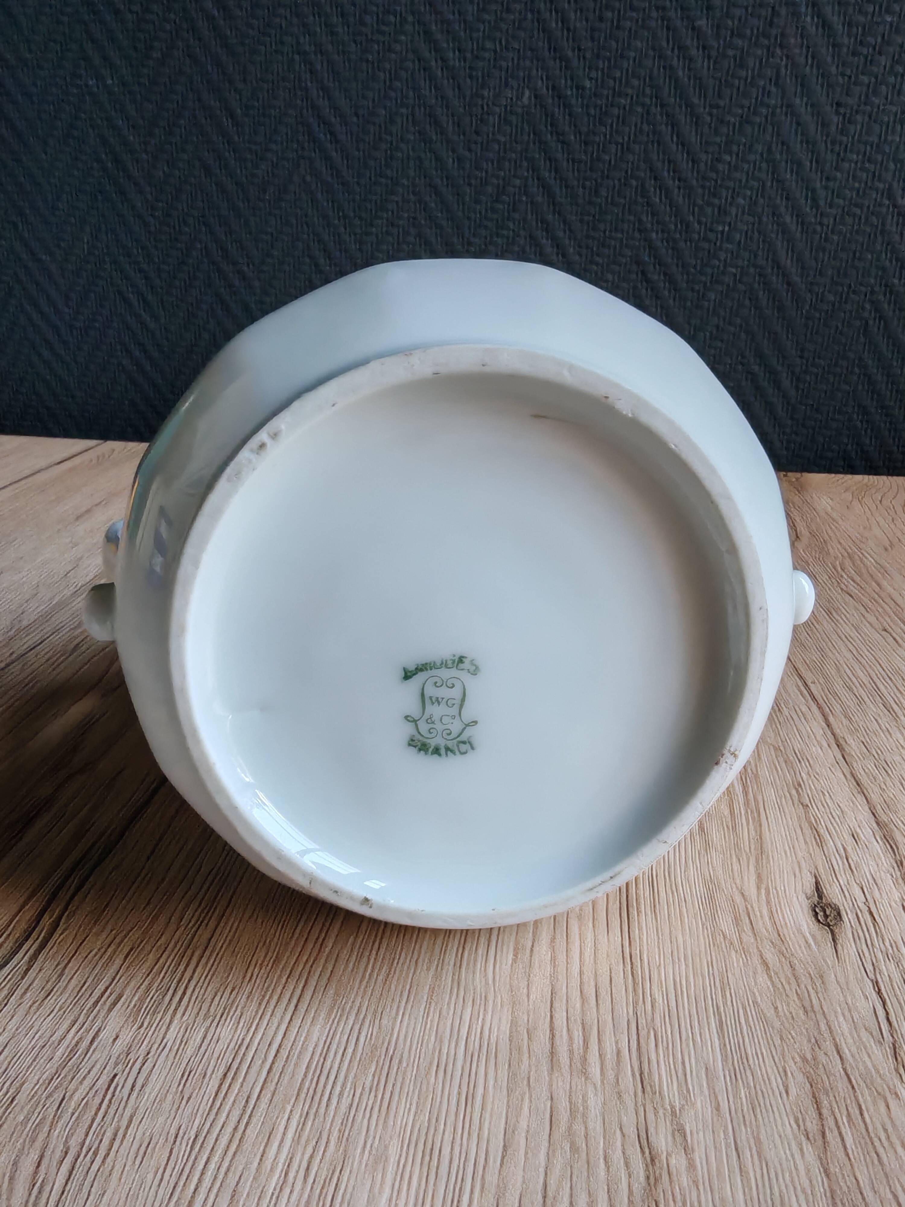 Sucrier porcelaine Limoges WG & Co. France | William Guérin 1891-1900