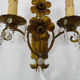 Paire d'appliques murales vintage italienne en métal doré, pampilles en verre. Année 60