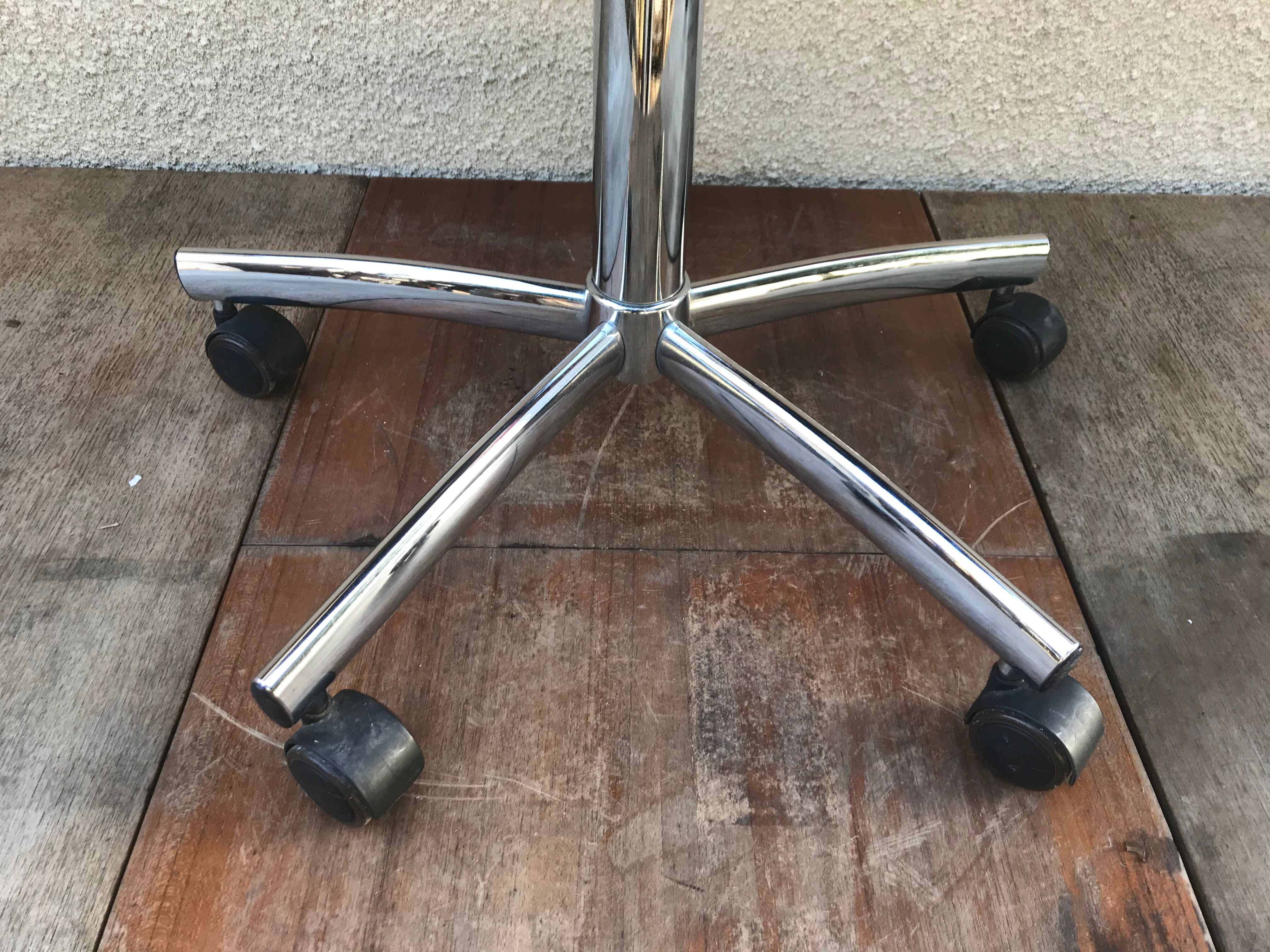Former strafor adjustable metal chrome office chair - yellow fabric seat