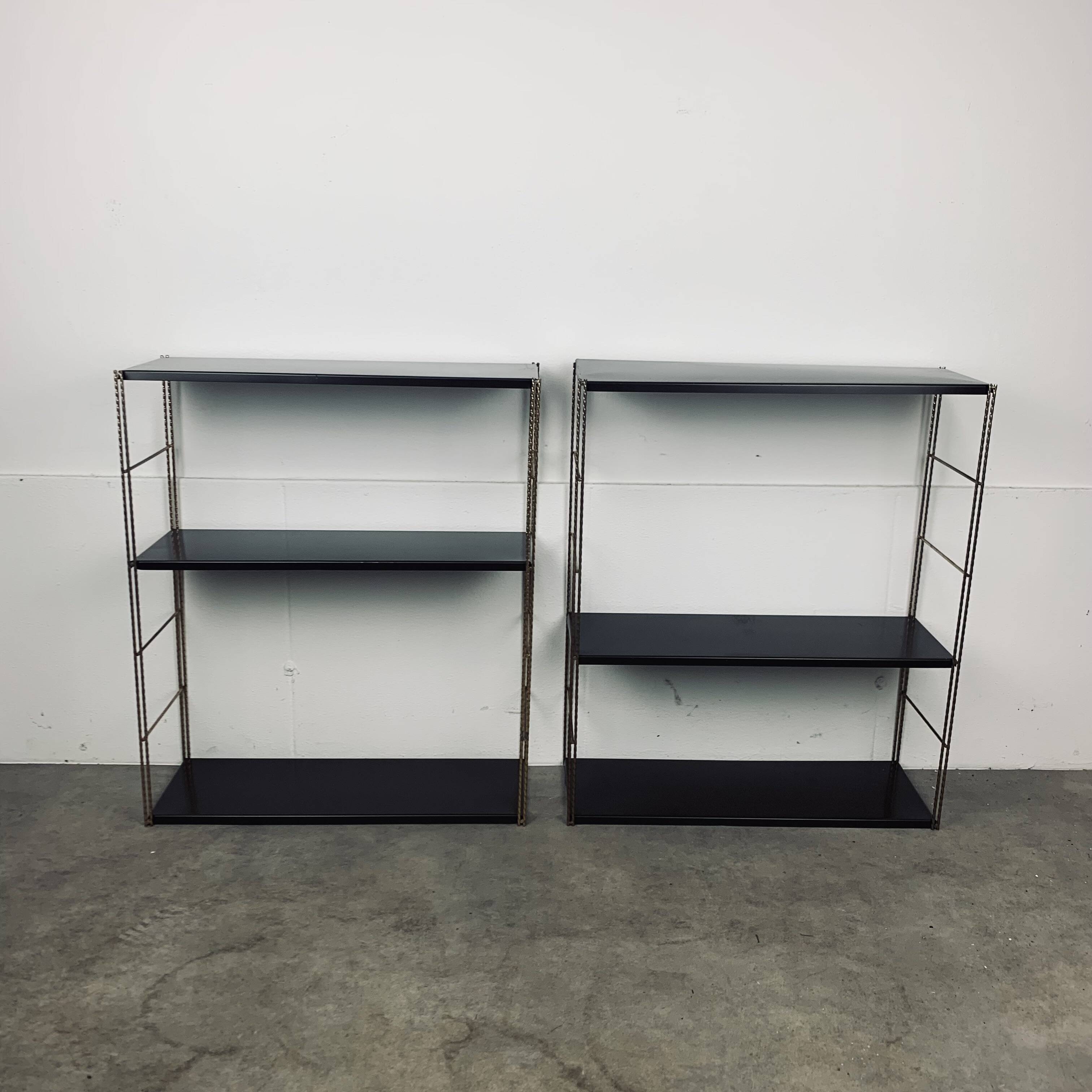 2 modular string wall shelves from the 60s, metal
