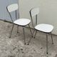 Chaises Formica  blanc pieds compas