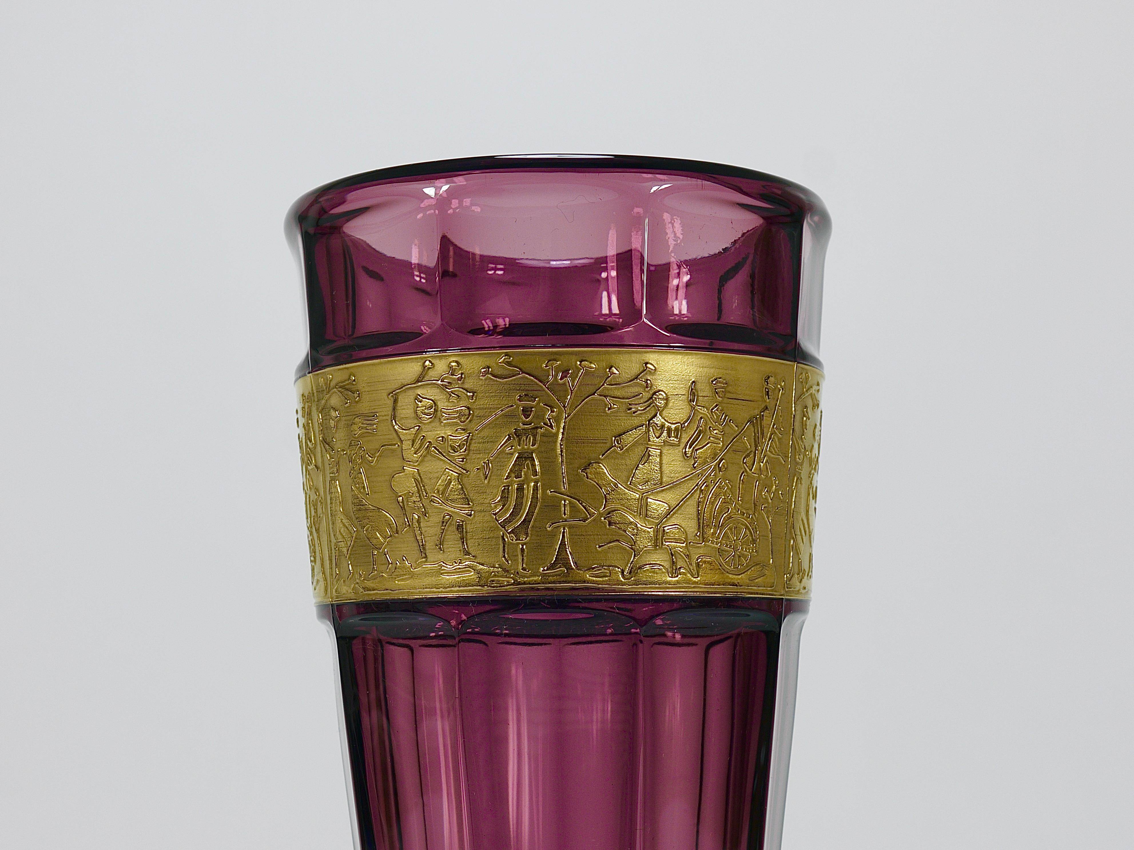 Vase en verre cristal améthyste Art déco Ludwig Moser, série Fipop, Karlsbad, années 1920