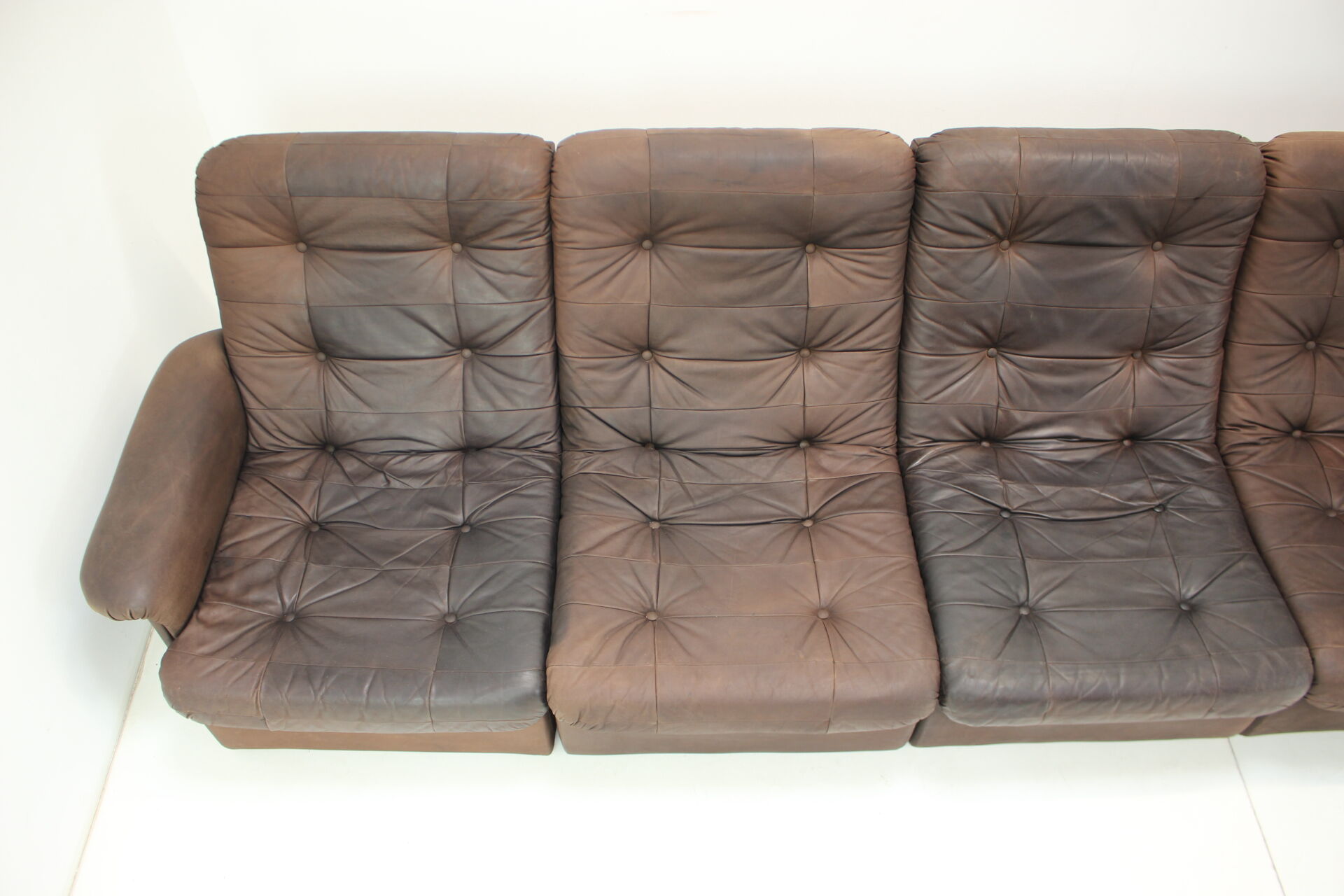 1980s Leather Modular Five Seater Sofa