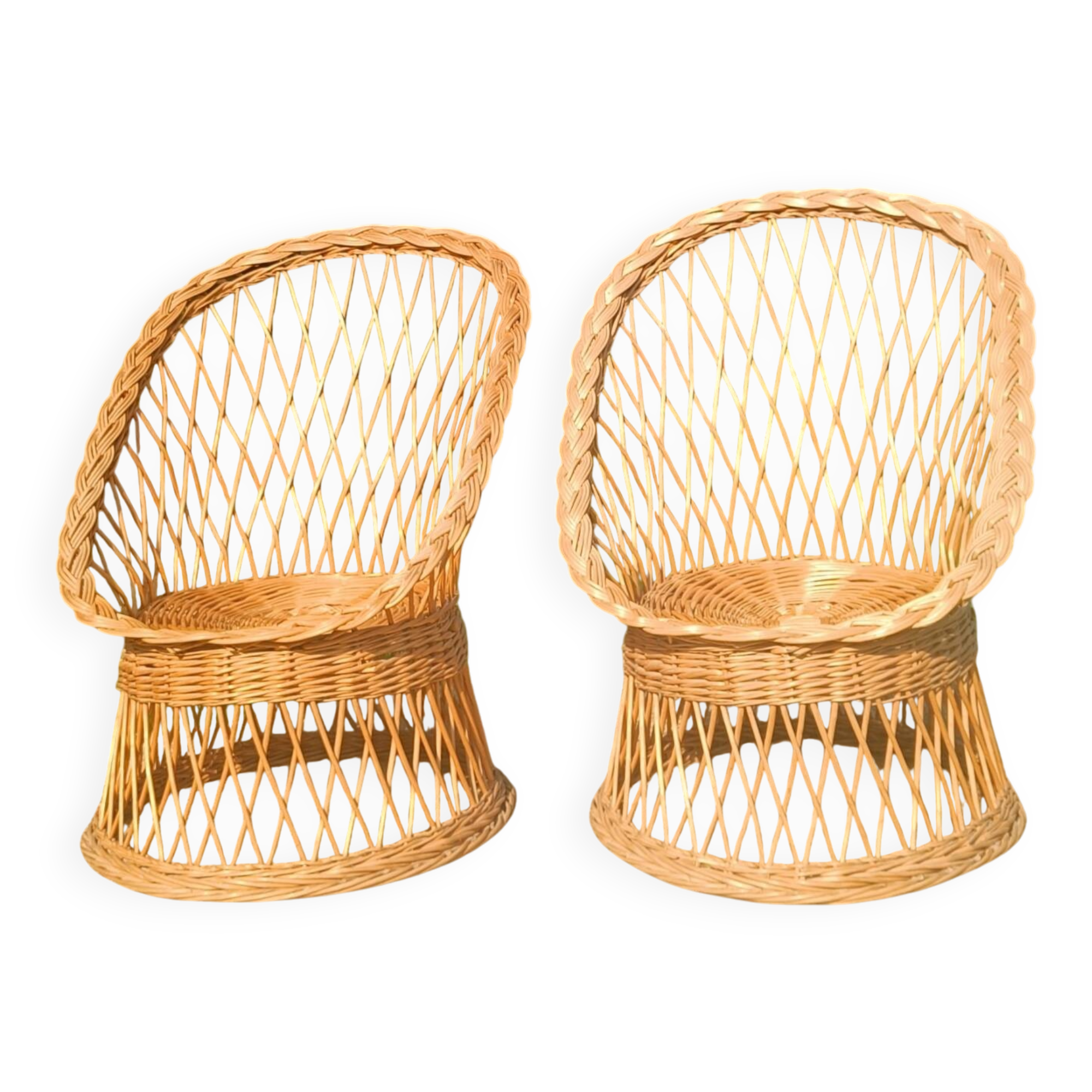 Rattan and wicker basket chairs