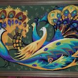 Modernist tapestry 1970 peacocks