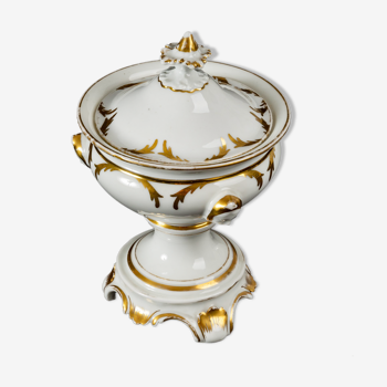 Sucrier tripode Avec Couvercle, porcelaine de Paris XIXème Siècle