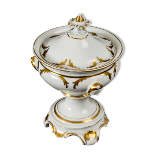 Sucrier tripode Avec Couvercle, porcelaine de Paris XIXème Siècle