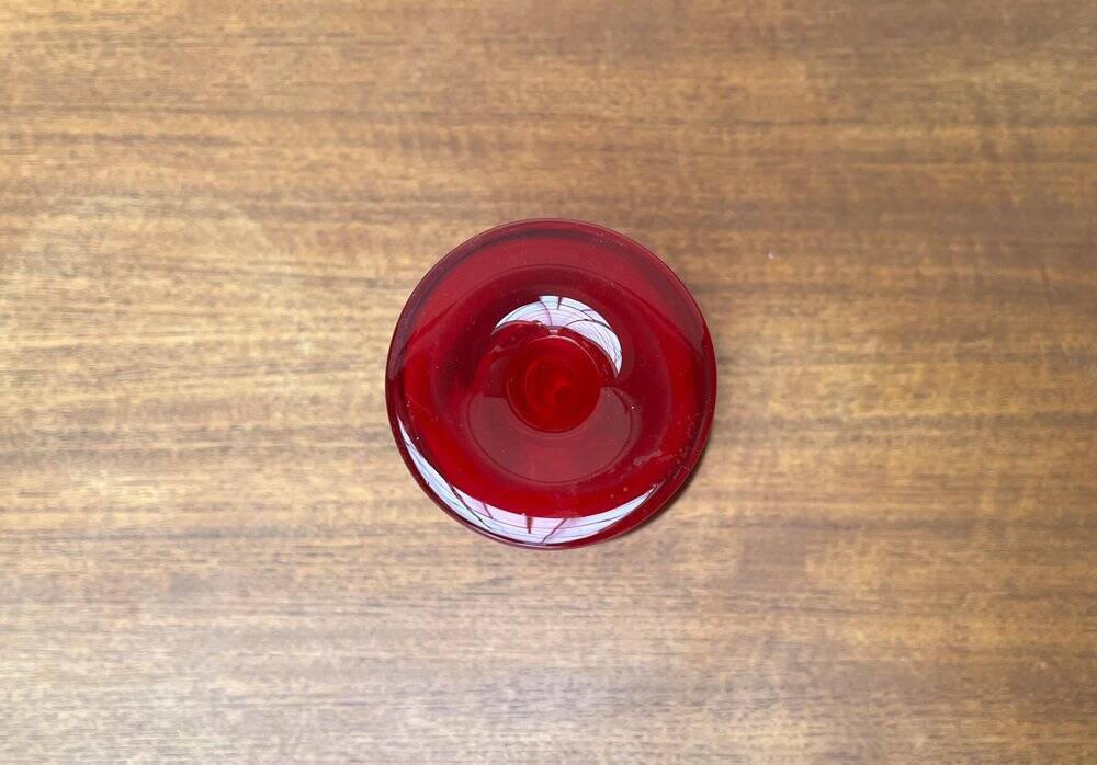 Vintage red glass solifleur vase by Cari Zalloni for WMF.