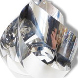 Suspension giant spiral-shaped chandelier in chrome 1970 vintage space age pop 70's seventies during light