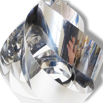Suspension giant spiral-shaped chandelier in chrome 1970 vintage space age pop 70's seventies during light
