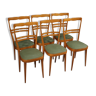 Six Italian  chairs in exotic wood and faux leather