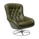 Swivel armchair in olive green leather 1970s