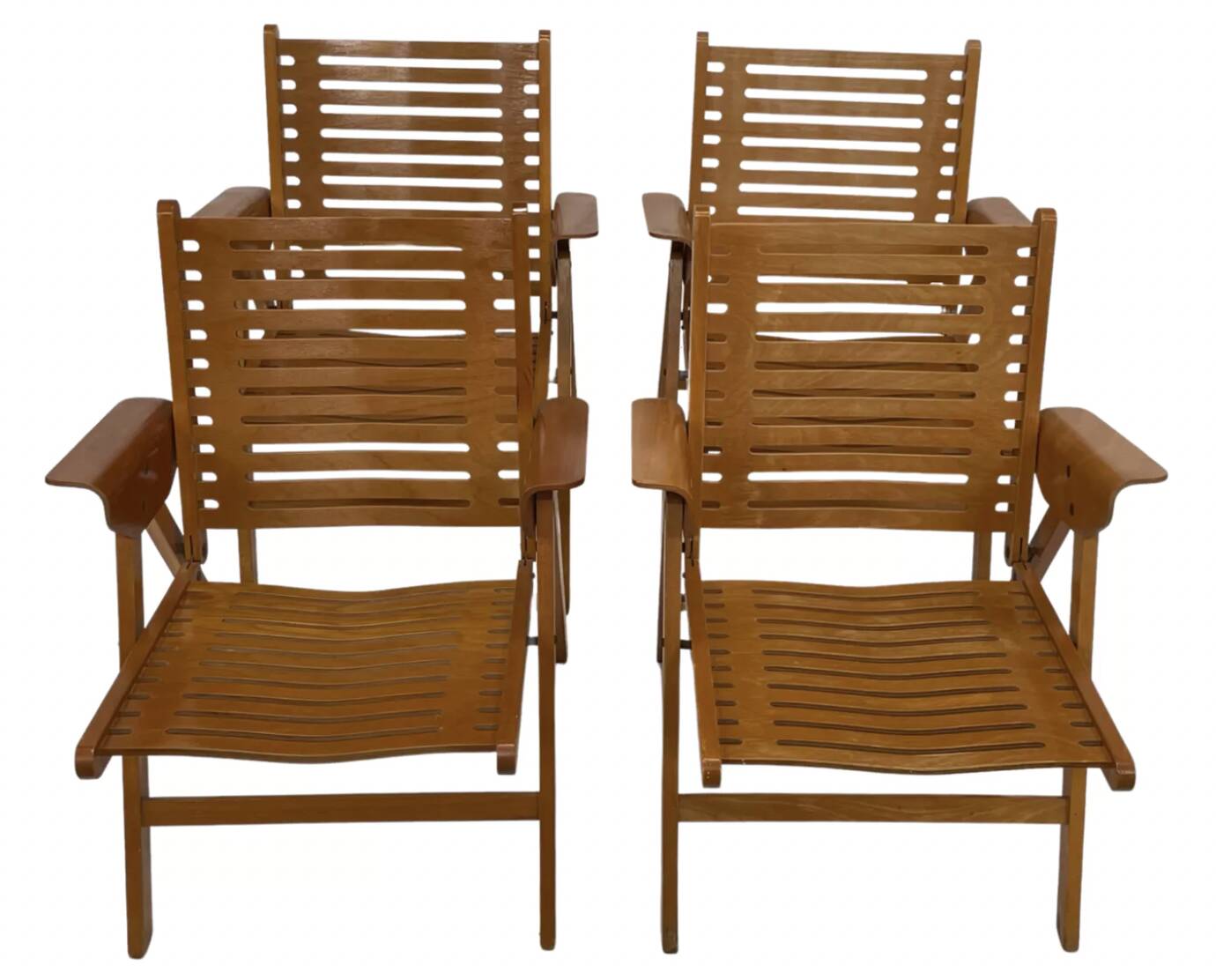 Ensemble vintage de quatre chaises pliantes Rex en contreplaqué, design Niko Kralj, 1950