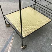 Minimalist perforated metal serving trolley in mid-century style, 1960s.