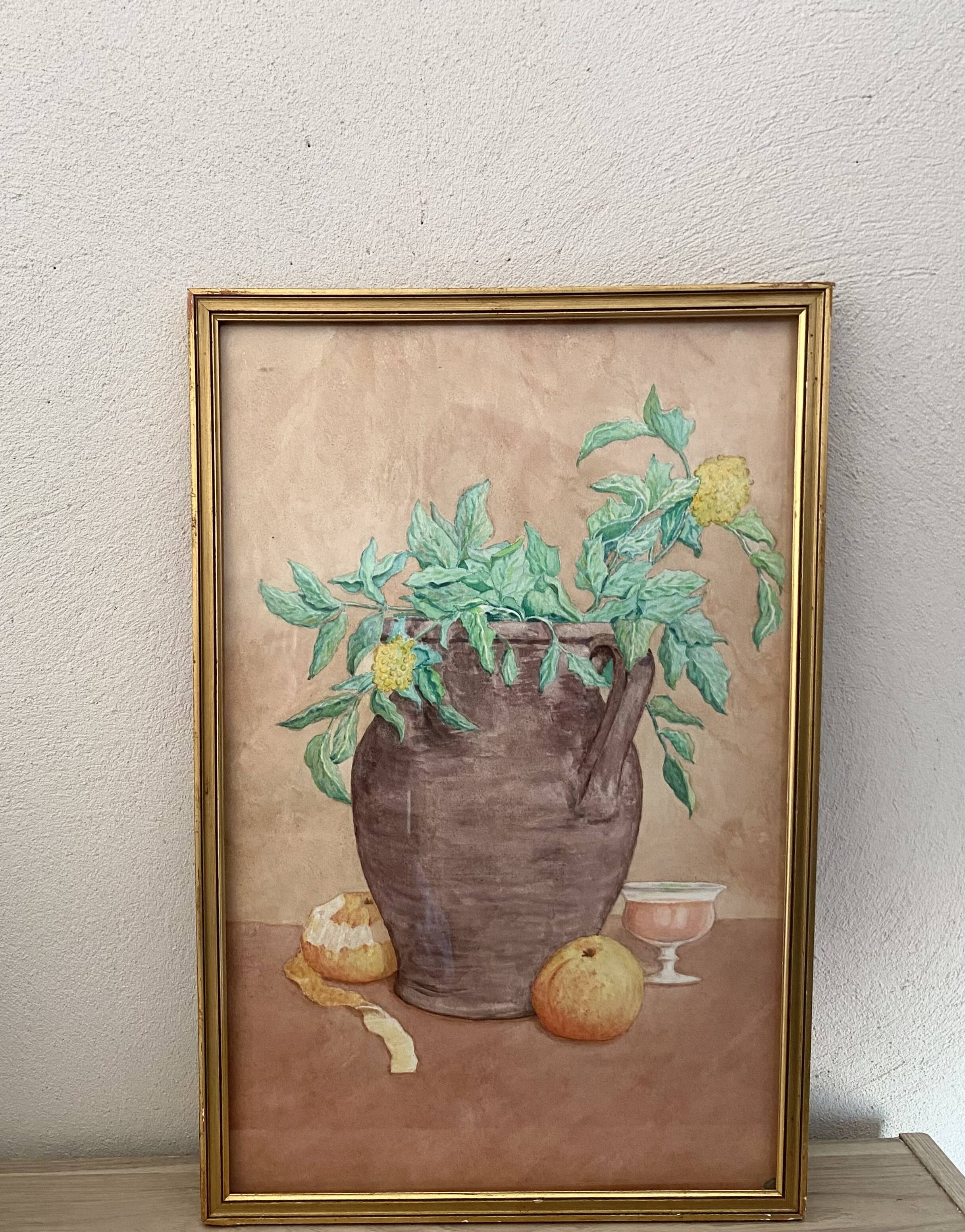 Still life illustration from the 70s under glass.