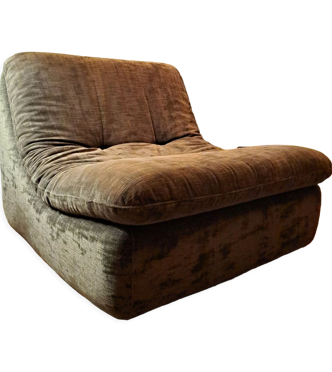 Chauffeuse steiner 1970 velours cotelé brun