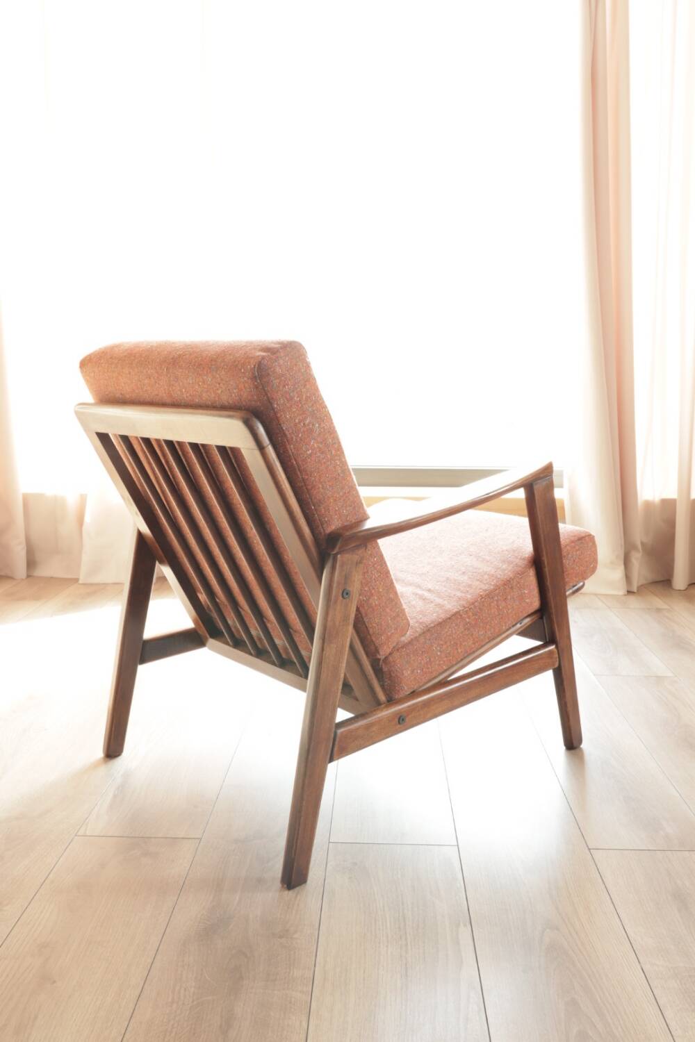Vintage rust bronze armchair Scandinavian design 1960