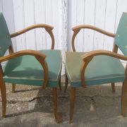 Paire de fauteuils bridge en skaï vert 1960