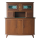 Vintage 1950s Mado sideboard - two sections - patinated wood & art deco glass