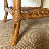 Rattan coffee table with sailboat decor from the 60s