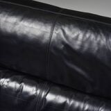 Black Leather Italian design Cini Boeri 'Brigadier' loveseats for Knoll - 1980s