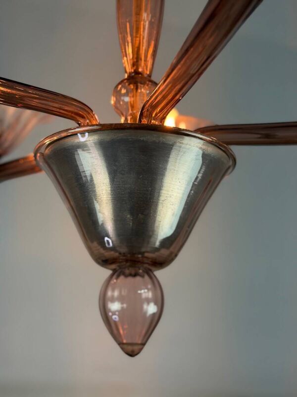 Lustre vénitien en verre de Murano améthyste, vers 1920