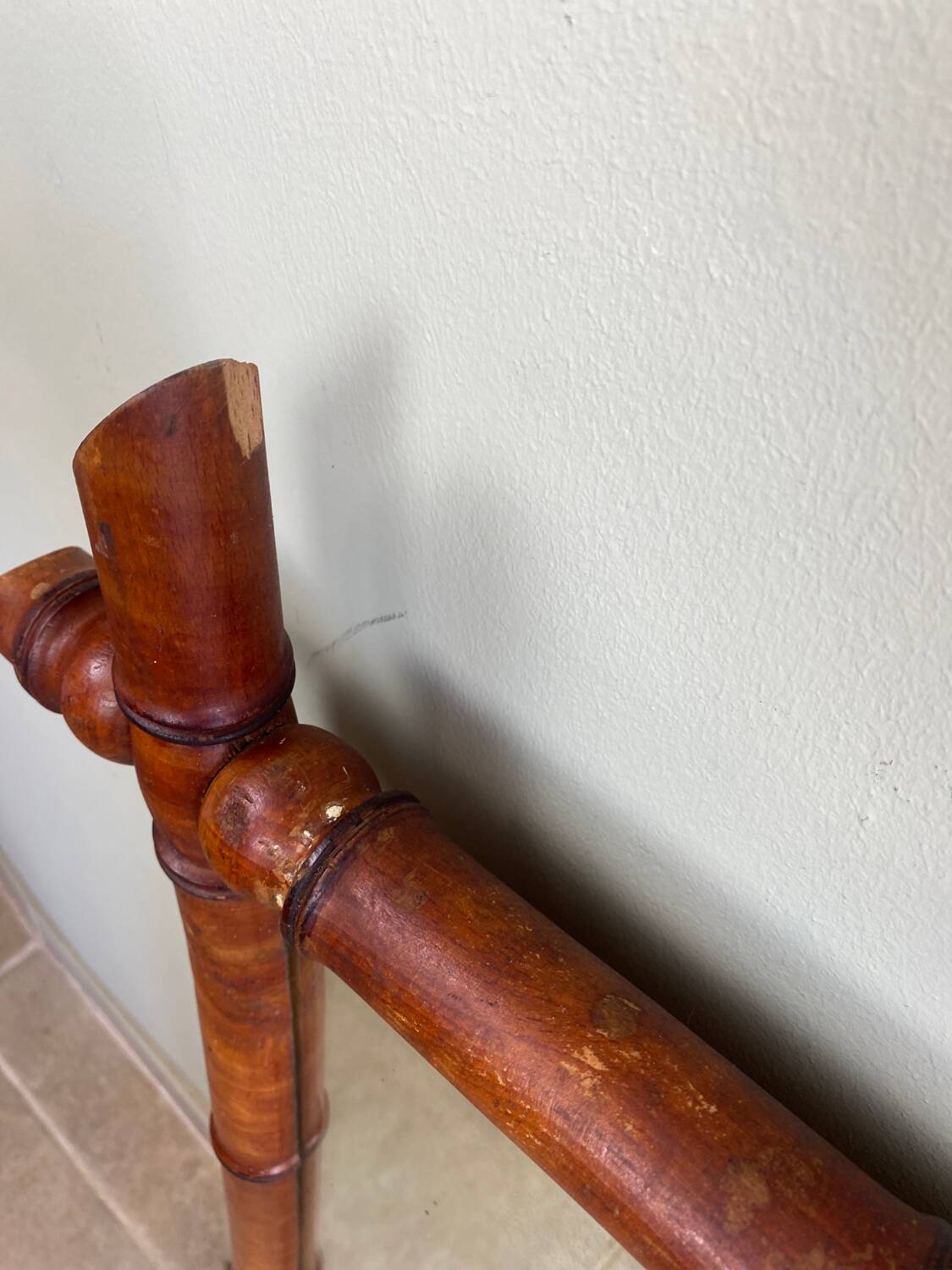 Antique turned wooden mirror