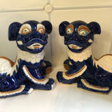 Vintage Chinese food dog ceramic Chinese blue and white dogs foo