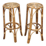 2 vintage rattan bar stools 60s